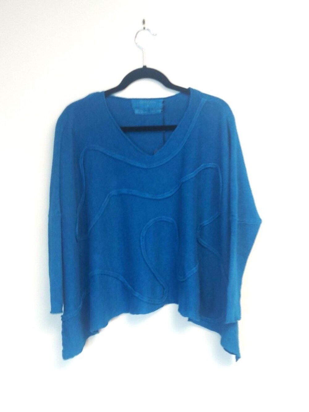 Grizas 100% LInen Hand Knitted Top in Dark Turquoise - Size S NWT